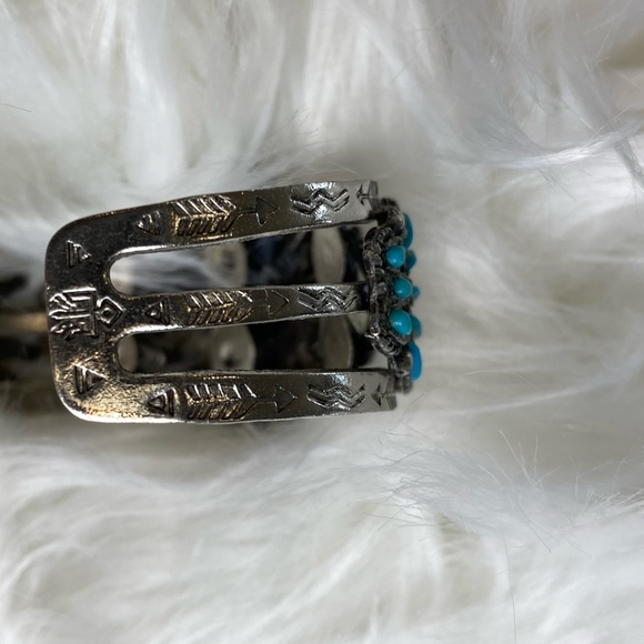 Blue and Silver Floral Women's Bracelet - Picture 3 of 6